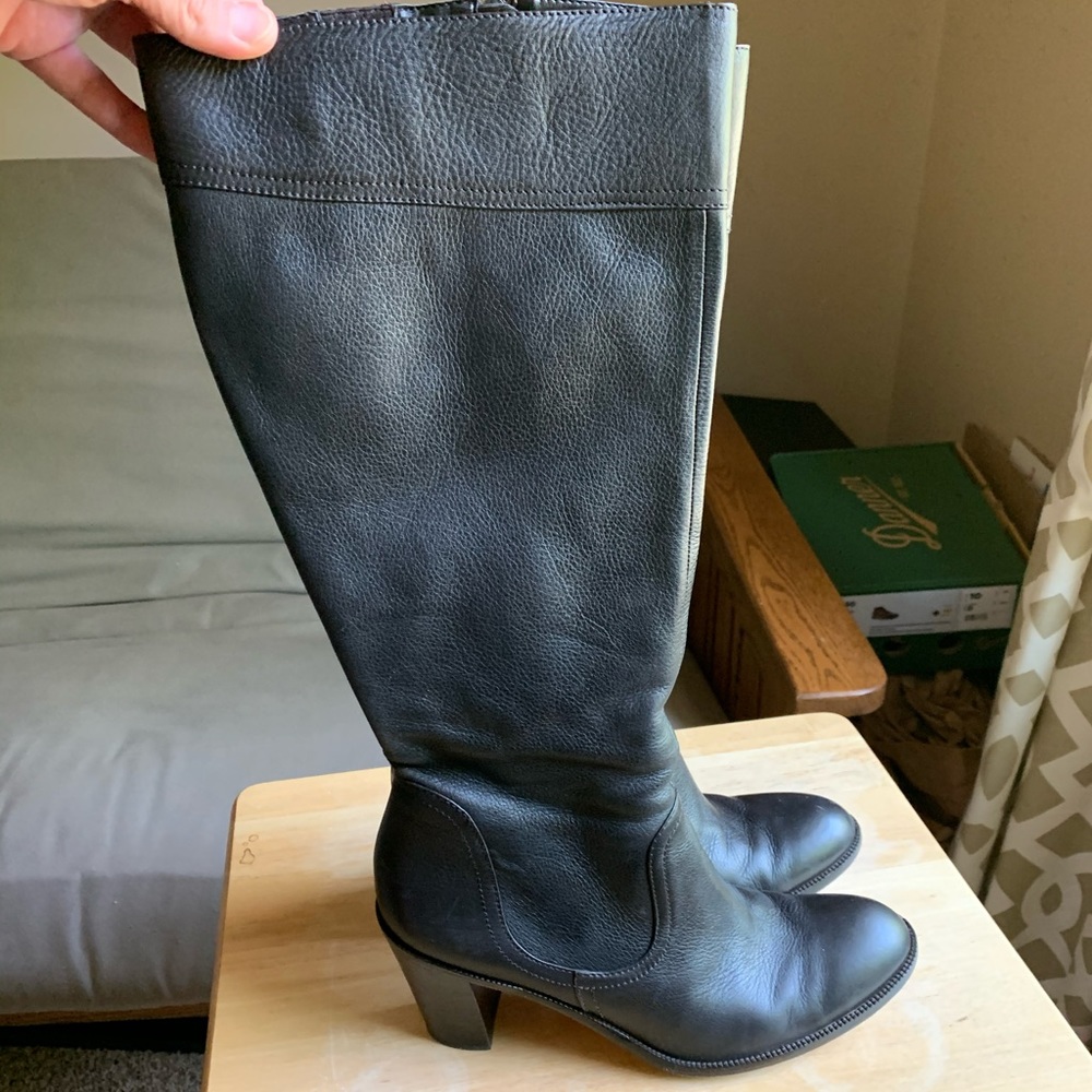 Ann Taylor Dark Leather Heeled Boots